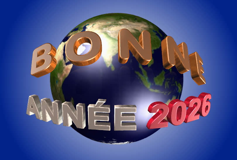 Bonne année 2026 sur toute la planète terre avec des feux d'artifice